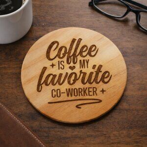 Custom Laser Engraved Wood Coasters - Set of 4 - Choose Office/Work Images